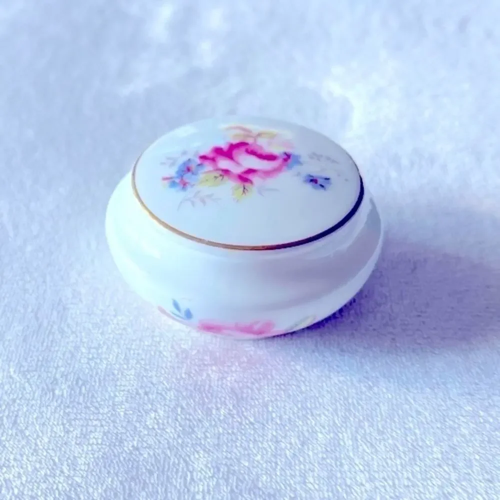 Vtg Coalport Hand-Painted Flower Trinket Box England Bone China Vanity Decor